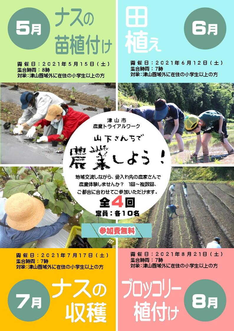 2021年度 津山市農業トライアルワーク(年間コース)参加者募集のお知らせ